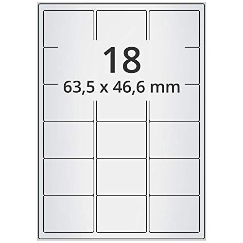 Wetterfeste Folienetiketten auf A4 Bogen, silber - 63,5 x 46,6 mm - 1.800 Polyester Etiketten auf 100 Blatt, selbstklebende PET Etiketten, matt, Typenschild-Aufkleber von Labelident