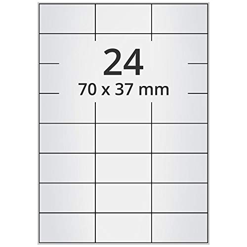 Labelident wetterfeste Folienetiketten - 70 x 37 mm - 2.400 PET Polyester Etiketten silber auf 100 DIN A4 Bogen, matt, Typenschilder Etiketten selbstklebend von Labelident