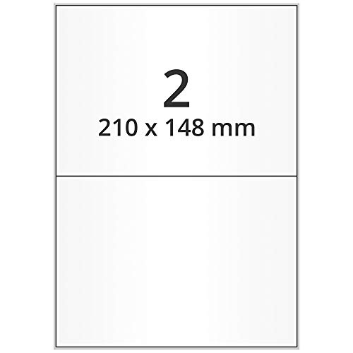 Labelident wetterfeste Folienetiketten weiß matt - 210 x 148 mm - 200 PET Polyester Etiketten feuchtigkeitsbeständig(auf 100 Blatt DIN A4 Bogen, selbstklebend von Labelident