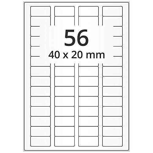 Labelident wetterfeste Folienetiketten weiß matt - 40 x 20 mm - 5600 PET Polyester Etiketten feuchtigkeitsbeständig(auf 100 Blatt DIN A4 Bogen, selbstklebend von Labelident