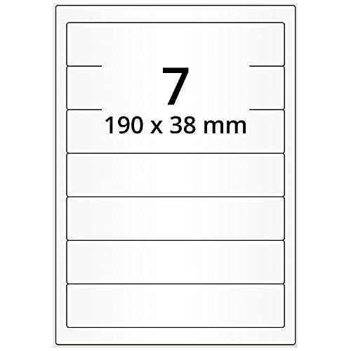 Laser-Etiketten auf A4 Bogen, weiß - 190 x 38 mm - 3.500 Papier Aufkleber auf 500 Blatt, selbstklebende Universal Klebeetiketten Laser-Etiketten auf A4 Bogen, weiß - 190 x 38 mm - 3.500 Papier Aufkleber auf 500 Blatt, selbstklebende Universal Klebeetiketten von Labelident