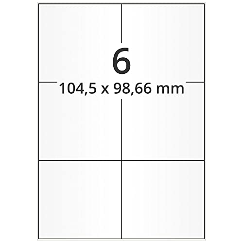 Laseretiketten selbstklebend auf DIN A4 Bogen - 104,5 x 98,66 mm - 3.000 Universal Etiketten weiß, matt, 500 Blatt Papier Laserdrucker Etiketten von Labelident