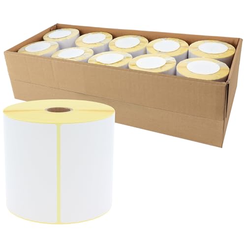 Versandetiketten DHL, DPD, Fedex, GLS, Hermes, UPS - 101,6 x 152,4 mm - 4.750 Thermo-Eco Papier Etiketten auf 10 Rolle(n) mit 25 mm Kern, Thermodirekt Etiketten selbstklebend, Trägerperfo. von Labelident