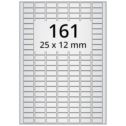 Wetterfeste Folienetiketten auf A4 Bogen, silber - 25 x 12 mm - 4.025 Polyester Etiketten auf 25 Blatt, selbstklebende PET Etiketten, matt, Typenschild-Aufkleber von Labelident