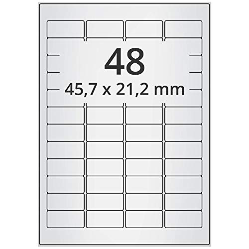 Wetterfeste Folienetiketten auf A4 Bogen, silber - 45,7 x 21,2 mm - 1.200 Polyester Etiketten auf 25 Blatt, selbstklebende PET Etiketten, matt, Typenschild-Aufkleber Wetterfeste Folienetiketten auf A4 Bogen, silber - 45,7 x 21,2 mm - 1.200 Polyester Etiketten auf 25 Blatt, selbstklebende PET Etiketten, matt, Typenschild-Aufkleber von Labelident