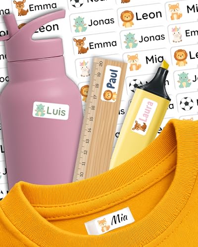 Namensaufkleber für Kinder – personalisierte Etiketten für Kleidung, Brotdosen & Schulzubehör – spülmaschinen- & waschmaschinengeeignet – selbstklebend & ablösbar – Labelino (Weiss) von Labelino