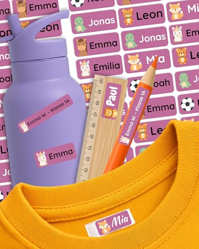 Namensschilder personalisiert – 88 Namensaufkleber für Kinder, Kleidung & Gegenstände in Schule & Kita | selbstklebend, wasserfest & waschmaschinenfest | Wunschname von Labelino® (Beere 03) von Labelino