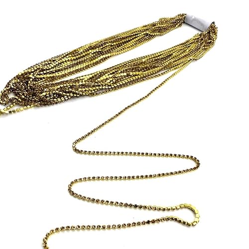 9,1 m/Packung, 2 mm goldene Strass-Kette, klarer Kristall mit silberfarbener Basis, Labellezalady kleine Strasssteine, zum Aufnähen für Bastelarbeiten, Dekoration 9,1 m/Packung, 2 mm goldene Strass-Kette, klarer Kristall mit silberfarbener Basis, Labellezalady kleine Strasssteine, zum Aufnähen für Bastelarbeiten, Dekoration von Labellezalady