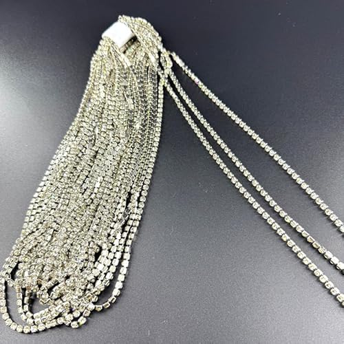 9,1 m/Packung, 4 mm, silberfarbene Strass-Kette, klarer Kristall mit silberfarbener Basis, Labellezalady Close-Chian zum Aufnähen für Bastelarbeiten, Dekoration von Labellezalady