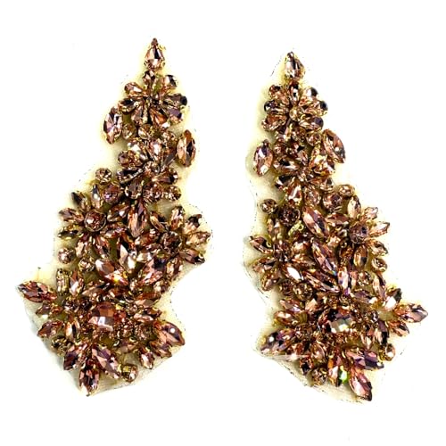 Labellezalady Champgane-1 Diamant-Hotfix-Besatz – 4 Stile, gemischte, handgefertigte Strass-Applikationen mit selbstklebender Rückseite, für Brautkleider, Gürtel, Schuhe, Schleier, Blumensträuße und von Labellezalady