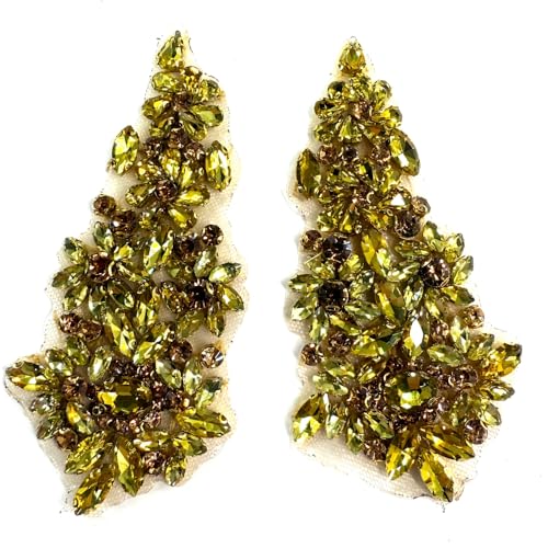 Labellezalady Goldfarbene Glasdiamanten Hotfix-Borten – modische Stile, handgefertigte Strass-Applikationen mit selbstklebender Rückseite für Brautkleider, Gürtel, Schuhe, Schleier, Blumensträuße und von Labellezalady