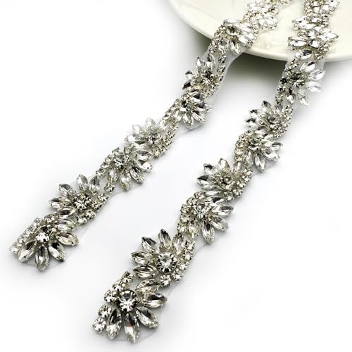 Labellezalady Hotfix-Strass-Kette zum Aufbügeln, handgefertigt, 2,3 cm breit, 91,4 cm lang, Strassbesatz pro Yard für Braut, Glocke, Haarschmuck, Tasche, Schuhe, Dekoration, Zubehör (Gold-B) von Labellezalady