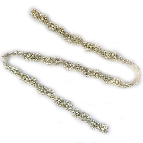 Labellezalady Hotfix-Strass-Kette zum Aufbügeln, handgefertigt, 2,3 cm breit, 91,4 cm lang, Strassbesatz pro Yard für Braut, Glocke, Haarschmuck, Tasche, Schuhe, Dekoration, Zubehör (Silber-B) von Labellezalady