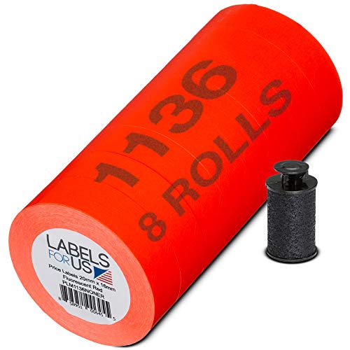 Etiketten für Monarch 1136 Etikettierer, fluoreszierendes Rot, 14.000 Etiketten, Packung mit 8 Rollen, Tintenroller im Lieferumfang enthalten, hergestellt von Labels for Us Etiketten für Monarch 1136 Etikettierer, fluoreszierendes Rot, 14.000 Etiketten, Packung mit 8 Rollen, Tintenroller im Lieferumfang enthalten, hergestellt von Labels for Us von Labels for Us