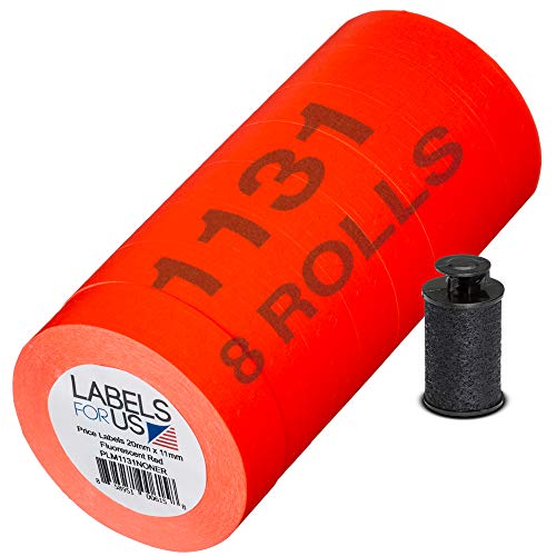Monarch 1131 Etiketten 1 Pack (8 Rolls) Fluoreszierendes Rot von Labels for Us