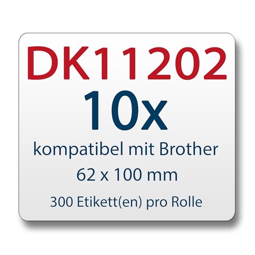 LabelTrade Kompatibel/Ersatz für Brother DK11202 62 x 100 mm 300 Label + 1x wiederverwendbarer Wechselhalterung (10x) von Labeltrade