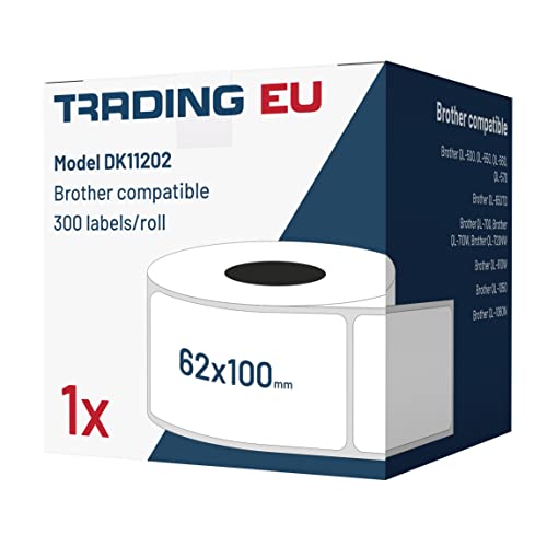 LabelTrade Kompatibel/Ersatz für Brother DK11202 62 x 100 mm 300 Label mit wiederverwendbarer Wechselhalterung (1x) von Labeltrade