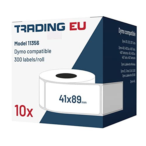 LabelTrade Kompatibel/Ersatz für Dymo 11356 41 x 89 mm 300 Label Etiketten pro Rolle (10x) von Labeltrade