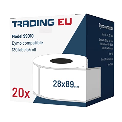 LabelTrade Kompatibel/Ersatz für Dymo 99010 28 x 89 mm 130 Label Etiketten pro Rolle/Seiko SLP-R2RL 28 x 89 mm 130 Label pro Rolle (20x) von Labeltrade