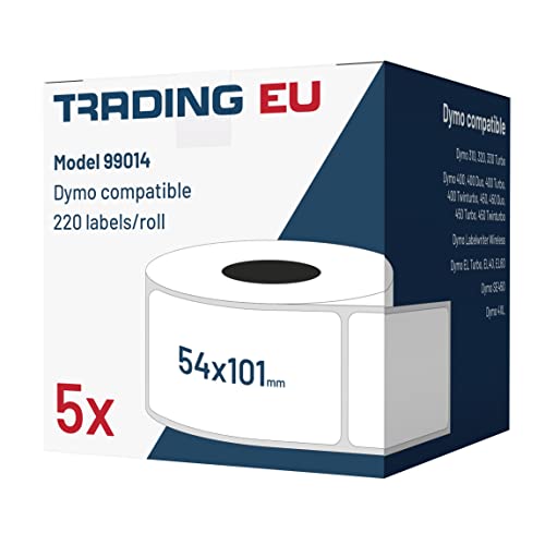 LabelTrade Kompatibel/Ersatz für Dymo 99014 54x101mm 220 Label Etiketten rot pro Rolle/Seiko SLP-SRL 54x101mm 220 Label pro Rolle (5x) von Labeltrade