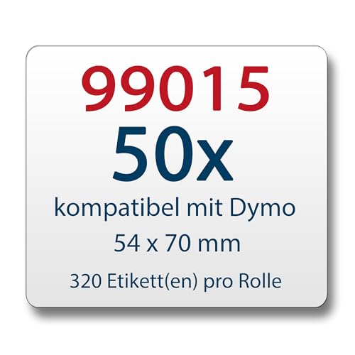LabelTrade Kompatibel/Ersatz für Dymo 99015 54x70mm 320 Label Etiketten pro Rolle (50x) von Labeltrade
