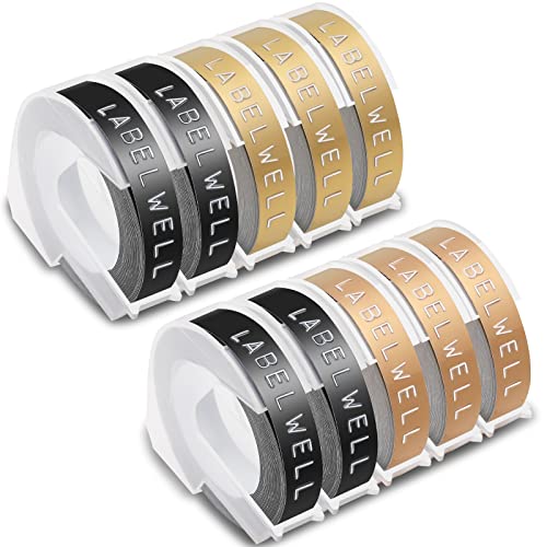 Labelwell 9mm x 3m Kompatibel 3D Prägeband Ersatz für Dynmo Vinyl-Prägeetiketten Selbstklebend für Dynmo Omega Etikettenprägegerät Junior Prägegerät E-303 E-101, Schwarz/Gold/Champagnergold Labelwell 9mm x 3m Kompatibel 3D Prägeband Ersatz für Dynmo Vinyl-Prägeetiketten Selbstklebend für Dynmo Omega Etikettenprägegerät Junior Prägegerät E-303 E-101, Schwarz/Gold/Champagnergold von Labelwell
