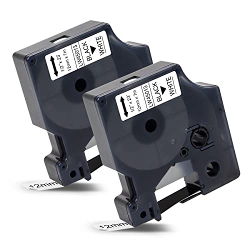 Labelwell 2x Kompatibel Schriftband Ersatz für Dynmo D1 12mm 45013 45013s S0720530 Schwarz auf Weiß für Dynmo LabelManager 160 210D 360D 280 420P 500TS Labelpoint 100 250 150 Labelwriter 450 Duo von Labelwell