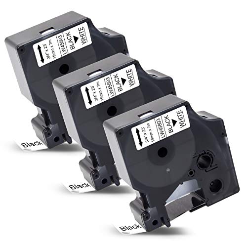 Labelwell 3x 19mm Kompatibler Schriftband Ersatz für Dynmo D1 45803 S0720830 Schwarz auf Weiß für Dynmo LabelManager 360D 420P 450D 500TS MobileLabeler PNP LabelWriter 450 DUO Beschriftungsgerät von Labelwell