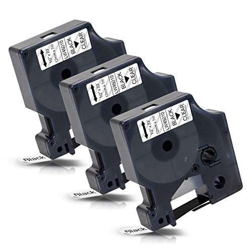 Labelwell 3x 45010 Transparent Kompatibel Labelpoint 250 150 100 Etikettenband Ersatz für Dynmo 45010 S0720500 12mm x 7m für Dynmo LabelManager 160 PNP 210D 360D 280 420P 500TS Labelwriter 450 Duo von Labelwell
