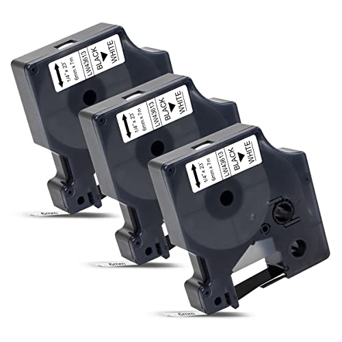 Labelwell Kompatibel Schriftband Ersatz für Dynmo D1 43613 S0720780 Schwarz auf Weiß 6mm x 7m für Dynmo LabelManager 160 210D 360D 280 420P 500TS Labelpoint 250 150 Labelwriter 450 Duo von Labelwell