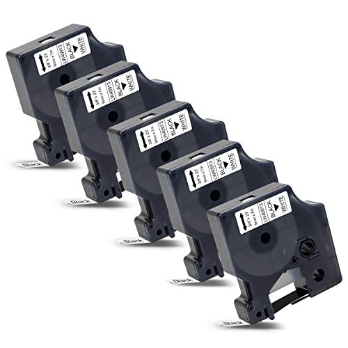 Labelwell 5x Kompatibel Schriftband Ersatz für Dynmo 40913 S0720680 D1 9mm Schwarz auf Weiß Etikettenband für Dynmo LabelManager 160 PNP 210D 360D 280 420P 500TS Labelpoint 250 150 100 von Labelwell