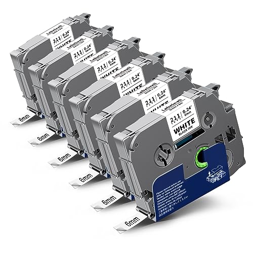 Labelwell kompatibel für Brother Bänder TZe-211 TZe211 6mm Schwarz auf Weiß TZ Tape AZe-211 Schriftbänder für Brother P-touch PT-H105 PT-E110 PT-H110 PT-1000 PT-D210VP PT-D600VP PT-H107B, 6-Pack von Labelwell