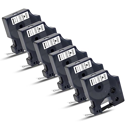 Labelwell 6x Kompatibel D1 Etikettenband 45013 S0720530 Schriftband Kompatibel für Dynmo D1 45013 45013s, Schwarz auf Weiß, 12mm x 7m, für LabelManager 160 280 420P 210D 360D Labelpoint 250 350 von Labelwell