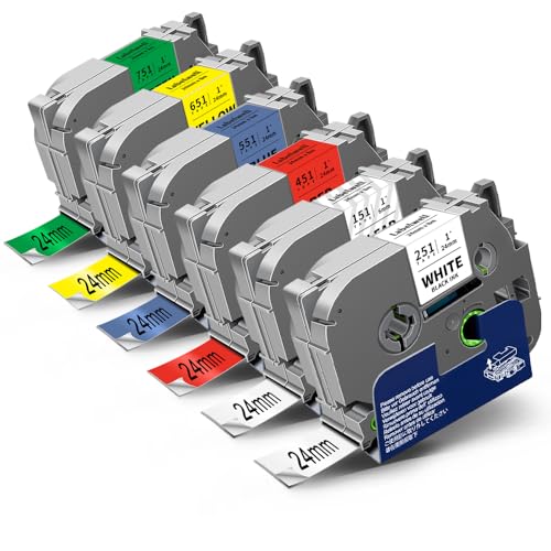 6x Labelwell 24mm kompatibel Schriftband für Brother TZe-251 TZe-151 TZe-451 TZe-551 TZe-651 TZe-751 TZe P-touch Bänder 24mm für Brother PT-E550W PT-P700 PT-P750W PT-D600 PT-P710BT PT-D600VP PT-E500 6x Labelwell 24mm kompatibel Schriftband für Brother TZe-251 TZe-151 TZe-451 TZe-551 TZe-651 TZe-751 TZe P-touch Bänder 24mm für Brother PT-E550W PT-P700 PT-P750W PT-D600 PT-P710BT PT-D600VP PT-E500 von Labelwell