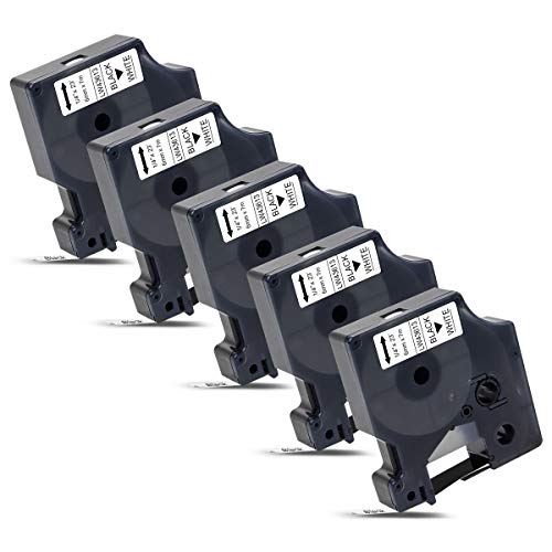 Labelwell 5x 6mm Kompatibel Schriftband für Dynmo D1 43613 S0720780 Schwarz auf Weiß für Dynmo MobileLabeler 1978243 Labelwriter 450 Duo LabelManager 160 210D 360D 280 420P 500TS Labelpoint 250 von Labelwell