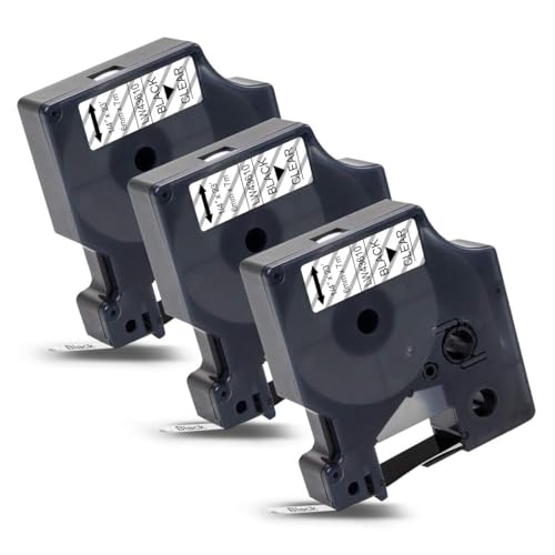 Labelwell Kompatibel Schriftband Ersatz für Dynmo D1 6mm 43610 S0720770 Schwarz auf transparent für Dynmo LabelManager 160 210D 360D 280 420P 500TS 120P PC, PC II, PnP Labelpoint 100 150 200 250 von Labelwell