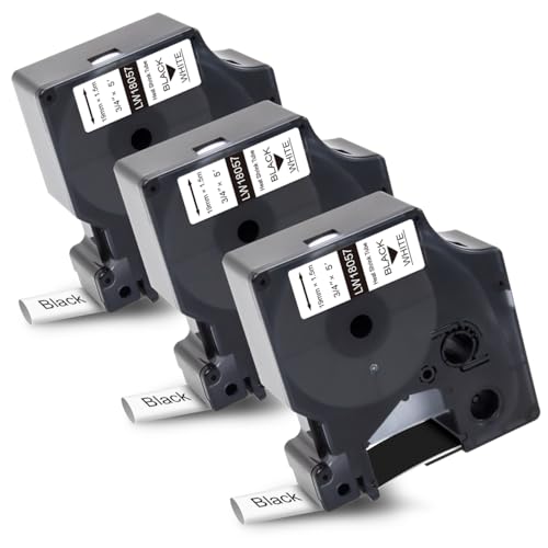 Labelwell Kompatible Schriftband für Dynmo Rhino 18057 S0718330 Industrie Schrumpfschlauch-Kabeletiketten 19mm x 1.5m für Dynmo Rhino 4200, 5200, 5000,1000, 3000, 6000 für Rhino Industrie Schriftband von Labelwell