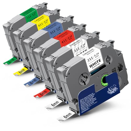 Labelwell kompatible für Brother P-touch Bänder TZe-211 TZe-111 TZe-411 TZe-511 TZe-611 TZe-711 Schriftband 6mm TZ Laminated Tape für Brother Ptouch H105 H107B 1000 H100LB E110 D210 D400 H100R D600 Labelwell kompatible für Brother P-touch Bänder TZe-211 TZe-111 TZe-411 TZe-511 TZe-611 TZe-711 Schriftband 6mm TZ Laminated Tape für Brother Ptouch H105 H107B 1000 H100LB E110 D210 D400 H100R D600 von Labelwell