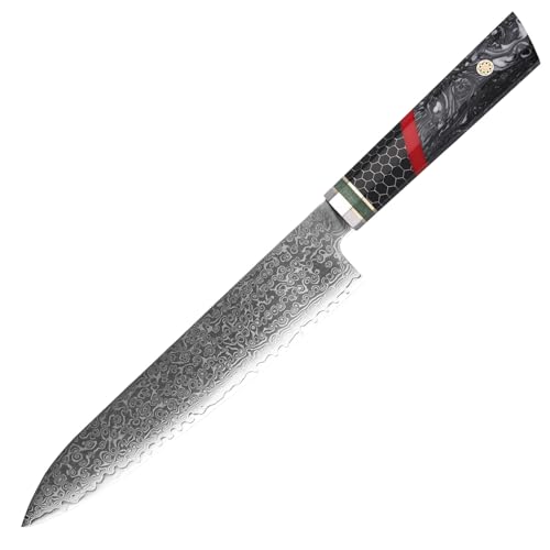 Lacers PurpleLine Damast Chefmesser 8 Zoll - Profi Küchenmesser aus Damaststahl mit Edlem Epoxidharz Griff & Geschenkbox - Extrem Scharfes Allzweck Kochmesser für Küche & Steak (M0007) von Lacers