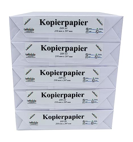 Kopierpapier A4 21 cm x 29,7 cm, 5000 Blatt | Papier Druckerpapier Blätter Zettel Schreibpapier Kopierpapier A4 21 cm x 29,7 cm, 5000 Blatt | Papier Druckerpapier Blätter Zettel Schreibpapier von Lackierladen