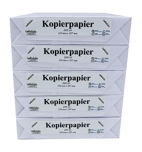 Lackierladen Kopierpapier A4 21 cm x 29,7 cm, 5000 Blatt | Papier Druckerpapier Blätter Zettel Schreibpapier von Lackierladen