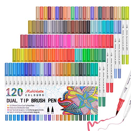 Laconile 120 Farbstifte Dual Tips Art Marker Permanentmarker für Kalligraphie Zeichnen Skizzieren Malbuch Bullet Journal Art Projects, Weiß, EU-A030 von Laconile
