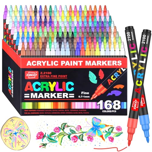 Laconile 168 Farben Acrylstifte - Acrylstifte für Steine Wasserfest, Einzeln Druck Acrylic Paint Marker mit Ersatzspitzen – Perfekt für Steine Bemalen, Glas, Holz, Keramik, Metall & Leinwand von Laconile