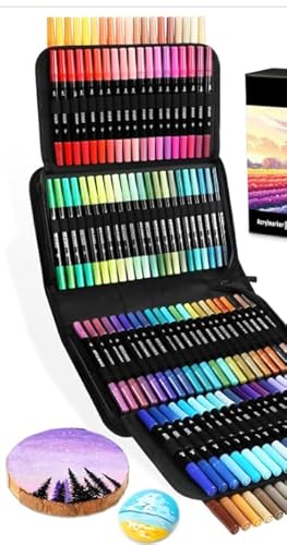 Laconile Acryl-Marker-Set mit zwei Spitzen, 120 Stück, mit Tragetasche, mehrfarbig (120) von Laconile
