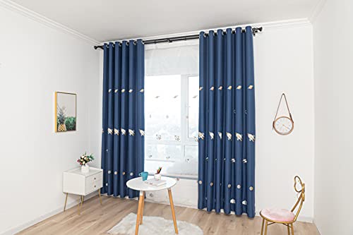 Lactraum Vorhänge Kinderzimmer Junge Bestickt Rakete Planet Milchstraße Dunkelblau Blickdicht mit Universalband 145 x 245 cm Lactraum Vorhänge Kinderzimmer Junge Bestickt Rakete Planet Milchstraße Dunkelblau Blickdicht mit Universalband 145 x 245 cm von Lactraum
