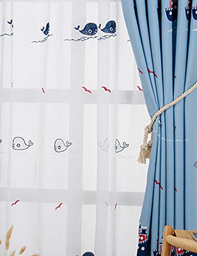 Lactraum Vorhang Kinderzimmer Junge Maritim mit Ösen Transparent Weiß Bestickt Delphin Möwe Tiere Voile 145 x 245cm Lactraum Vorhang Kinderzimmer Junge Maritim mit Ösen Transparent Weiß Bestickt Delphin Möwe Tiere Voile 145 x 245cm von Lactraum
