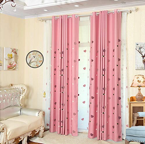 Lactraum Vorhang Kinderzimmer Mädchen Bestickt Herz romatisch Blickdicht Rosa mit Universalband 145 x 245 cm von Lactraum