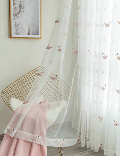 Lactraum Vorhang Kinderzimmer Mädchen Prinzessin Transparent Weiß Bestickt Rosa Schwan Krone Voile mit Universalband 300 x 245 cm Lactraum Vorhang Kinderzimmer Mädchen Prinzessin Transparent Weiß Bestickt Rosa Schwan Krone Voile mit Universalband 300 x 245 cm von Lactraum
