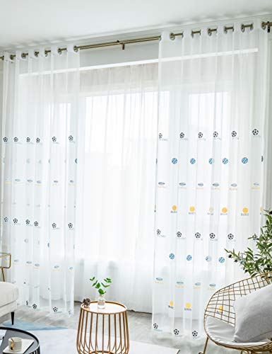 Lactraum Vorhang Kinderzimmer Transparent Weiß mit Ösen Stickerei Fußball Basketball Rugby Baseball Voile 100 x 245 cm Lactraum Vorhang Kinderzimmer Transparent Weiß mit Ösen Stickerei Fußball Basketball Rugby Baseball Voile 100 x 245 cm von Lactraum