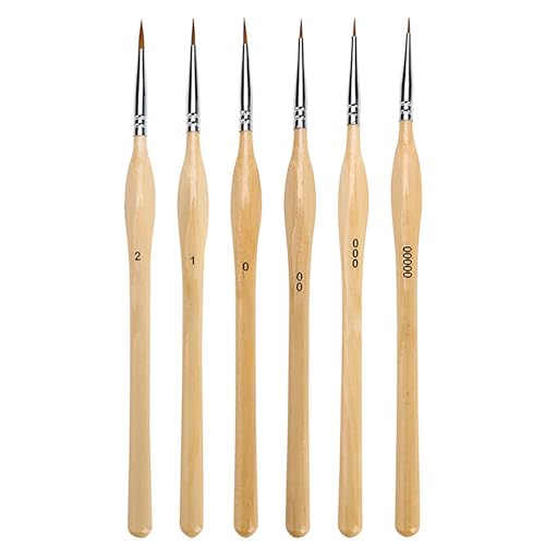 LacyMC Feine Pinsel Set,6 Stück Detail Pinsel Miniatur Künstlerpinsel Paint Brush,Feine Detail Pinsel für Acryl Aquarell Modellbau,für Künstler,Aquarell, Miniaturen,Modell LacyMC Feine Pinsel Set,6 Stück Detail Pinsel Miniatur Künstlerpinsel Paint Brush,Feine Detail Pinsel für Acryl Aquarell Modellbau,für Künstler,Aquarell, Miniaturen,Modell von LacyMC